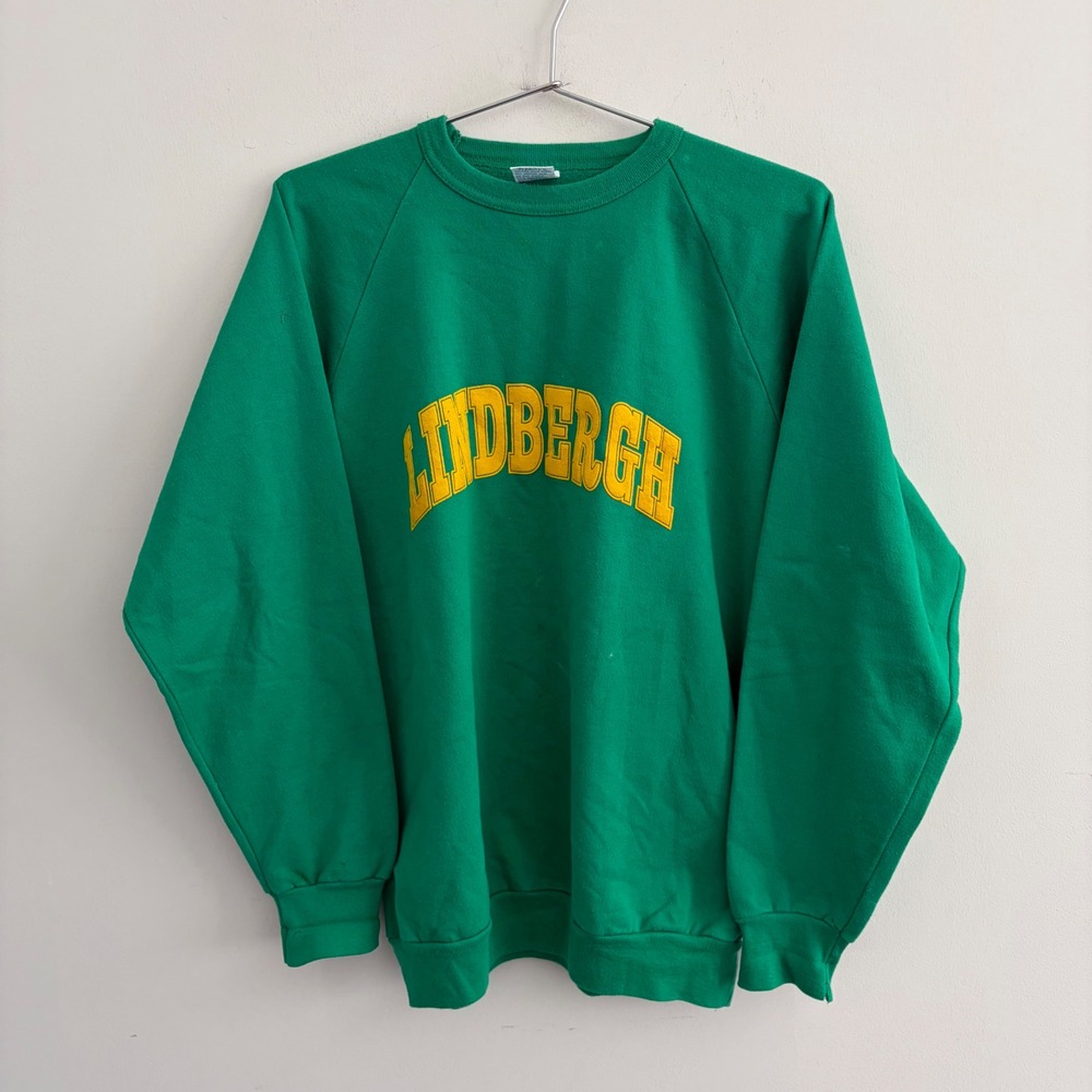 Vintage Alore Lindbergh Green Raglan Sweatshirt Large Collegiate Graphic